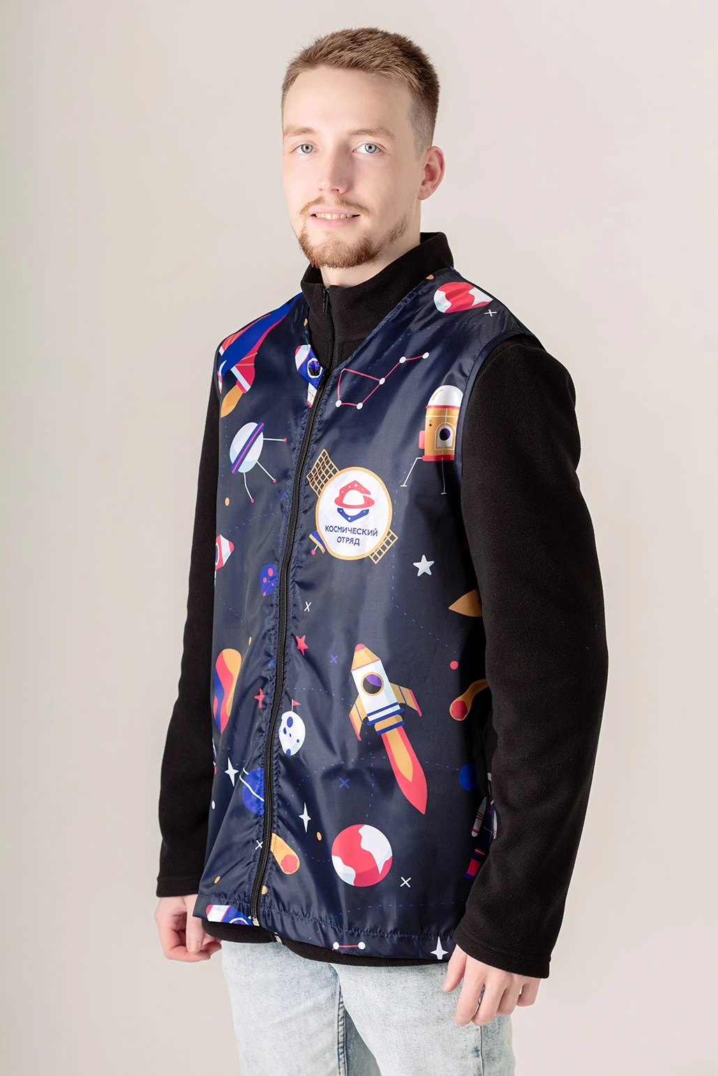 Жилет Парма без подклада унисекс, с полной запечаткой "Space squad"#1