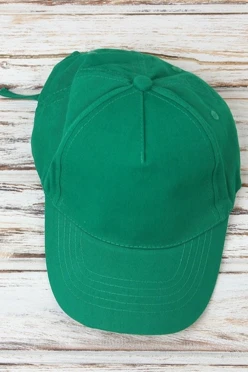 Бейсболка Полувелюр пятиклинка взрослая, однотонная зеленая (хлопок)#1