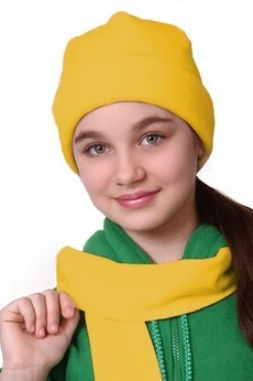 Купить шапку флисовую детскую желтую