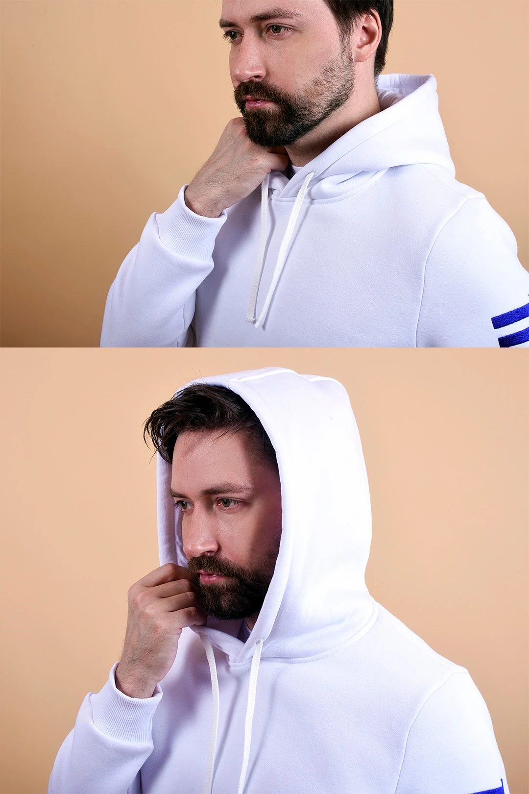 Худи Майк из футера унисекс, однотонный белый#1