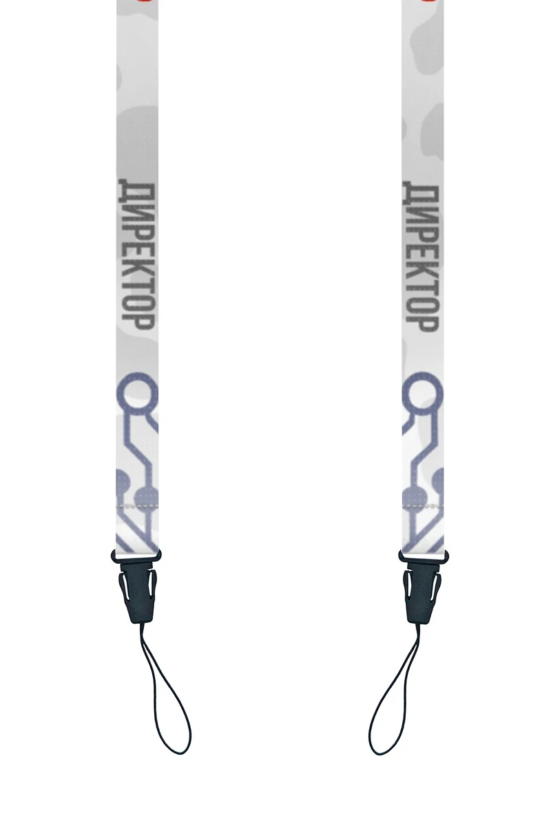 Купить ленту для бейджа блекаут ширина 1,5 см, с клипсой и замком безопасного разрыва, с печатью "Директор"