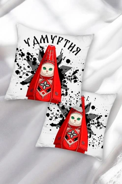 Купить подушку 40х40 см, с принтом "Udmurt cat"