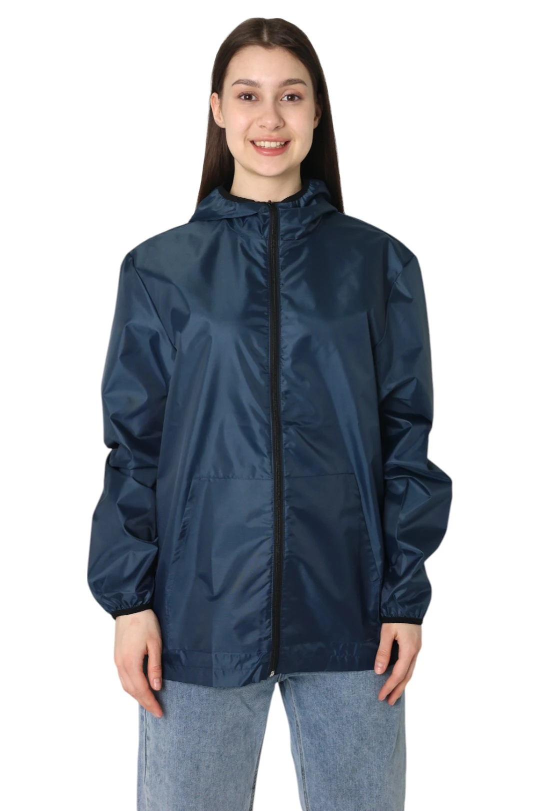 Купить ветровку Арчи с капюшоном унисекс, однотонная темно-синюю Купить ветровку Арчи с капюшоном унисекс, однотонная темно-синюю