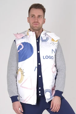 Купить жилет Диего на синтепоне с капюшоном унисекс "Geometry"