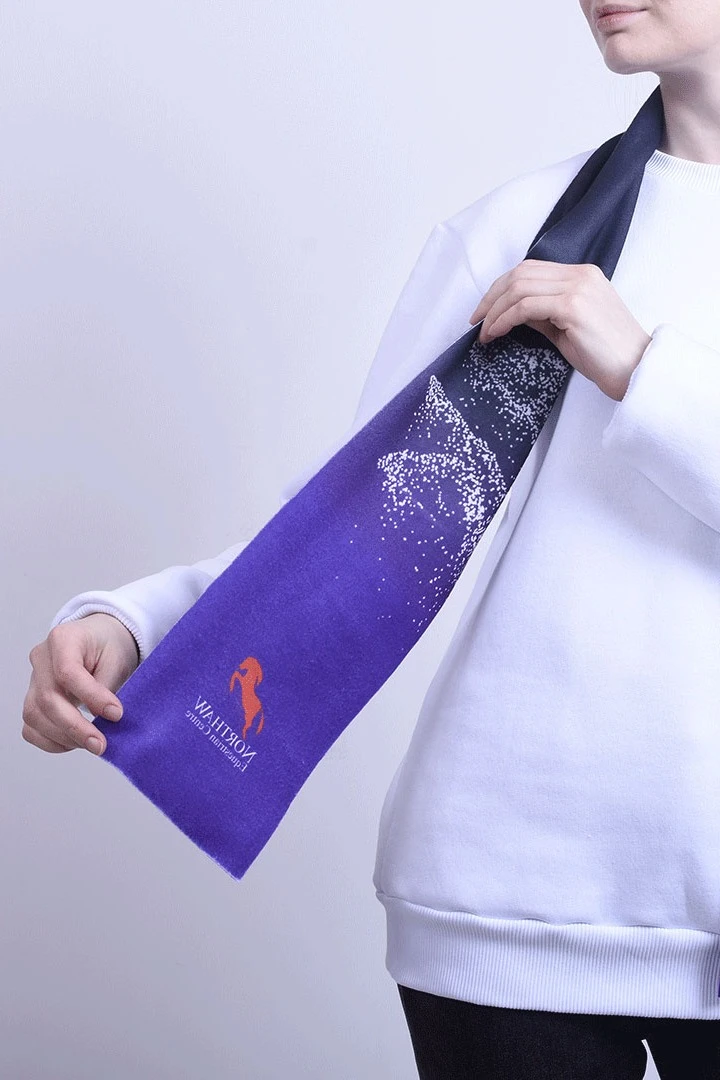 Шарф однослойный утепленный 15х150 см, с полной запечаткой "Northaw"#1 Шарф однослойный утепленный 15х150 см, с полной запечаткой "Northaw"#1