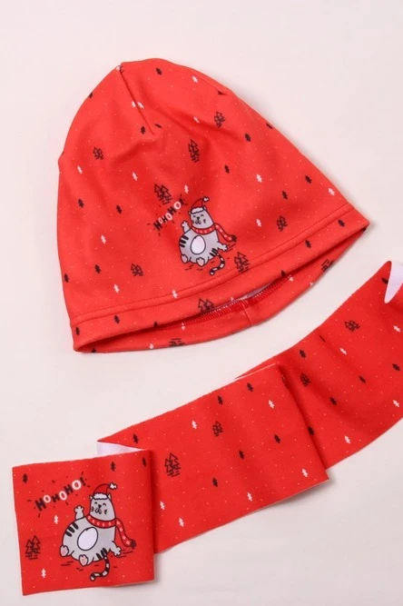 Шапка Лав флисовая однослойная детская, с полной запечаткой "Ho Ho Ho!"#2 Шапка Лав флисовая однослойная детская, с полной запечаткой "Ho Ho Ho!"#2