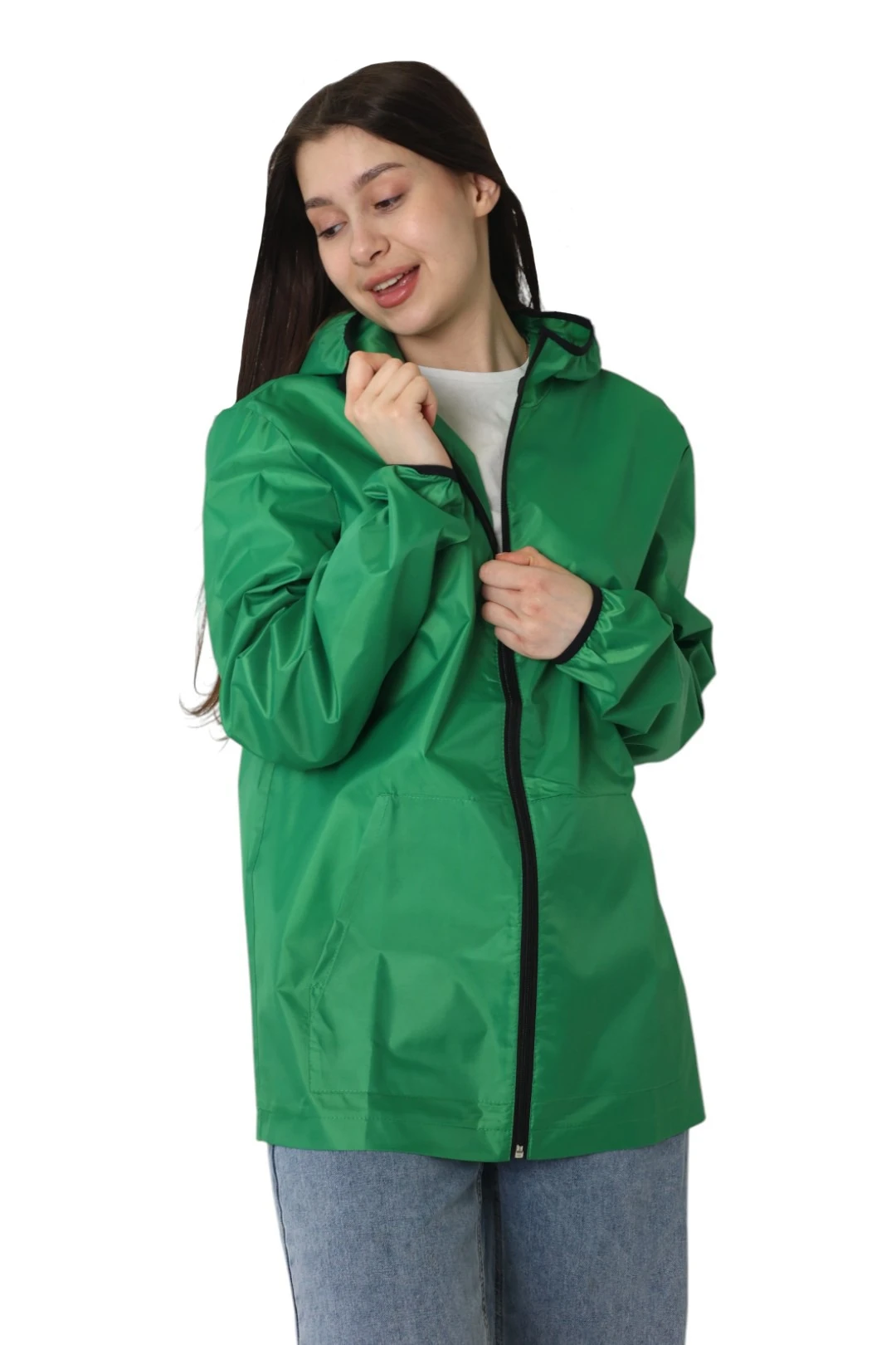 Ветровка Арчи унисекс, однотонная зеленая#3
