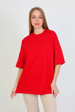 Купить футболку Ричмонд оверсайз унисекс однотонная (хлопок), красная