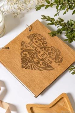 Свадебная книга пожеланий для гостей из дерева, 20х20 см