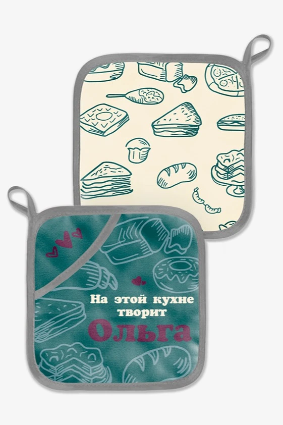 Купить прихватку Маффин с полной запечаткой "На этой кухне творит Ольга"