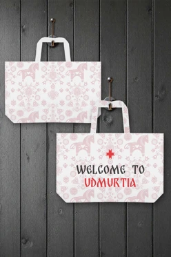Купить сумку Эко Колор из двунитки 40х30 см, с принтом на двух сторонах Welcome to Udmurtia"