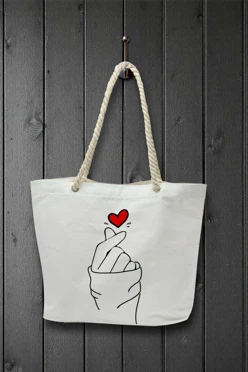 Купить сумку Бора из канваса 45х35х12 см, с принтом "Love"