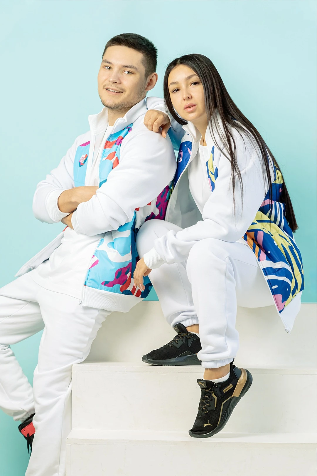 Брюки Хит из футера с начесом мужские, однотонные белые#5