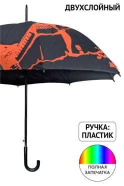 Купить зонт-трость Моне с пластиковой ручкой двухслойный, с полной запечаткой
