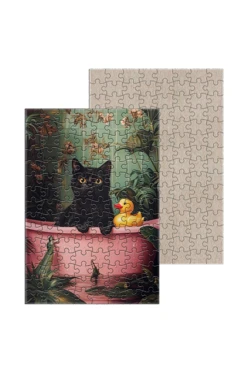 Купить пазл картонный А4 с принтом "Cat with duck"