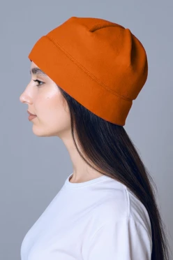 Купить шапку флисовую взрослую оранжевую (однослойная)