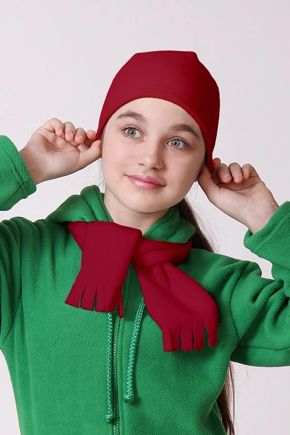 Купить шапку флисовую детскую бордовую