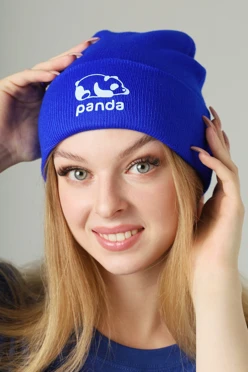 Купить шапку Филл двухслойную взрослую, однотонную "Panda "