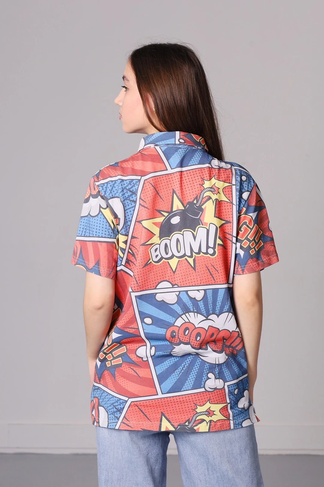 Поло Лекс унисекс из пике с полной запечаткой "Boom"#1