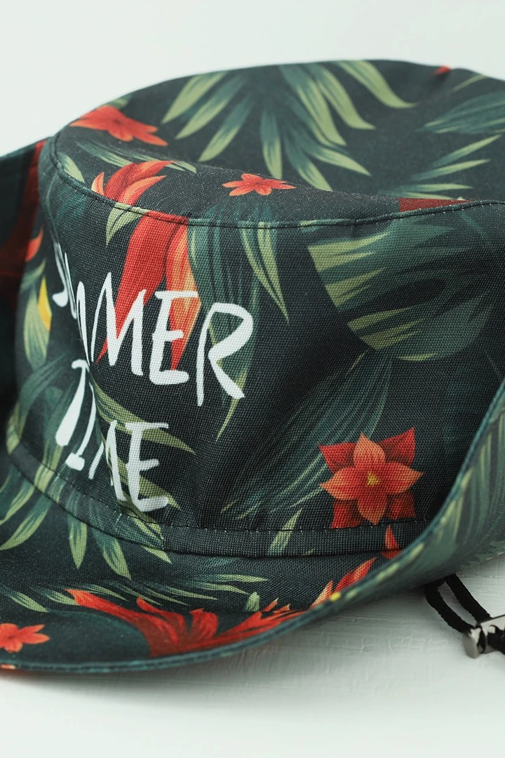 Панама Техас с полями на кнопках, с полной запечаткой "Summer time"#3 Панама Техас с полями на кнопках, с полной запечаткой "Summer time"#3