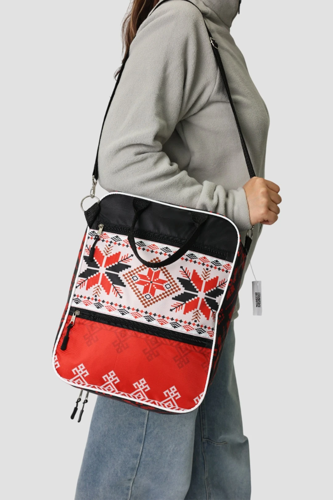 Купить сумку-рюкзак Победа из оксфорда 28х36 см с карабином, с принтом "Udmurt patterns"