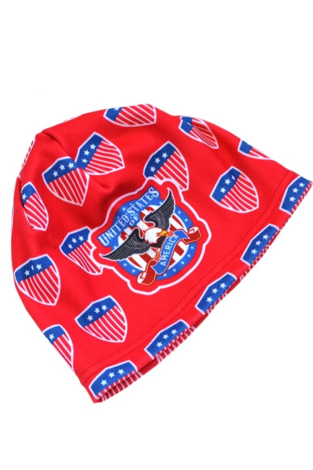 Шапка Лав флисовая однослойная взрослая, с полной запечаткой "USA"#3 Шапка Лав флисовая однослойная взрослая, с полной запечаткой "USA"#3