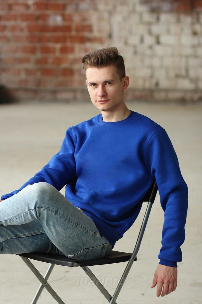 Свитшот Тревис из футера унисекс, однотонная синяя#1 Свитшот Тревис из футера унисекс, однотонная синяя#1