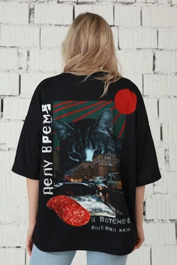 Купить футболку Макс оверсайз унисекс из футера с полной запечаткой "Quotes"