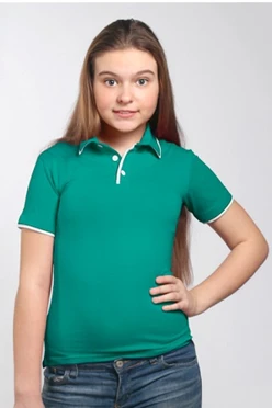 Купить футболку поло Лайн детскую бирюзовую