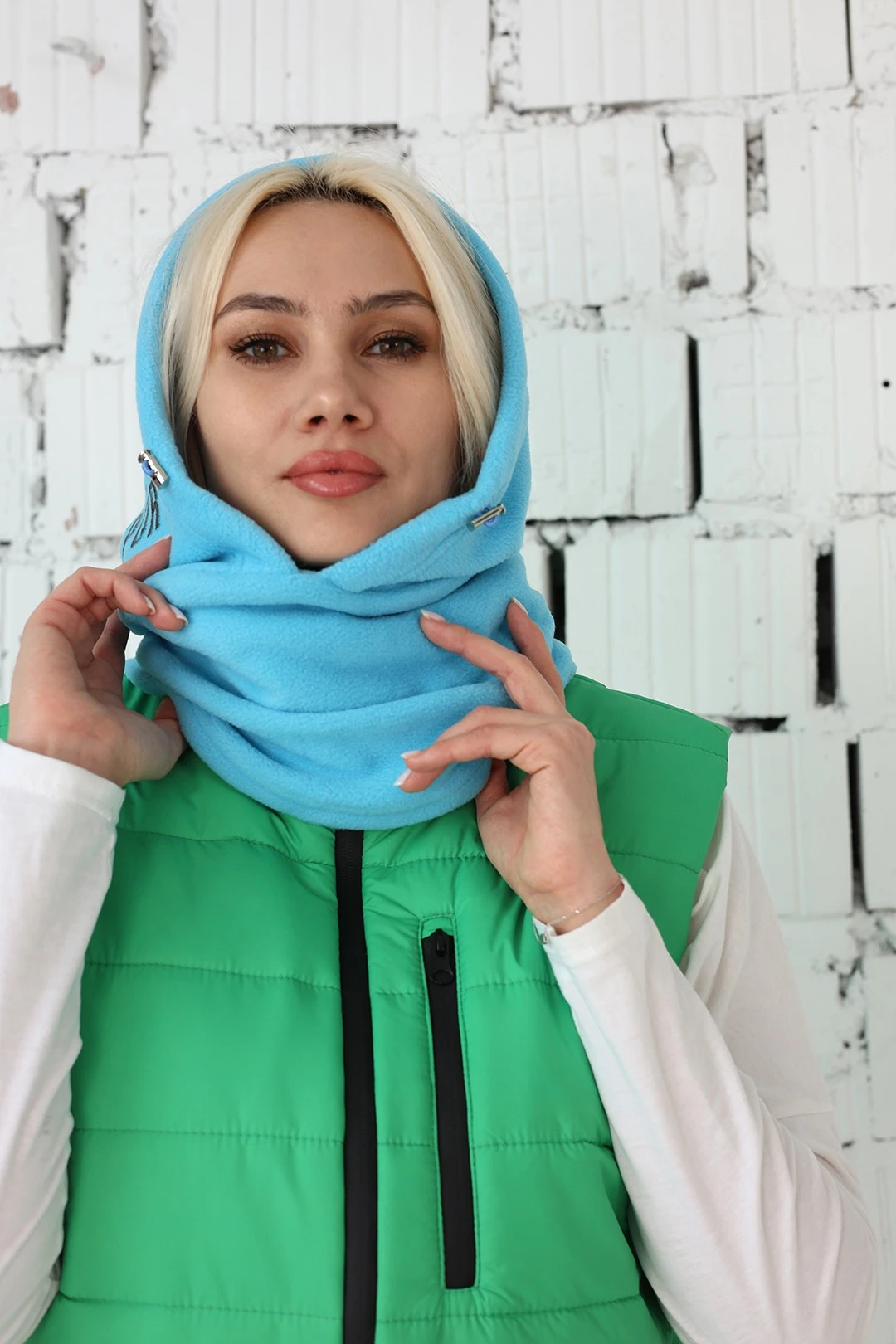 Капор Рейс флисовый взрослый, однотонный голубой#2 Капор Рейс флисовый взрослый, однотонный голубой#2