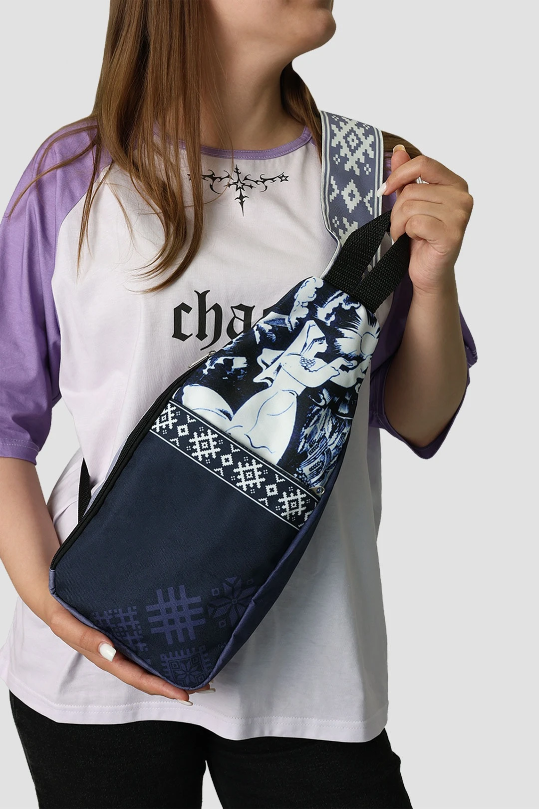 Купить рюкзак Скаут на одно плечо 17х38х9 см, с принтом "The blue of Udmurtia"