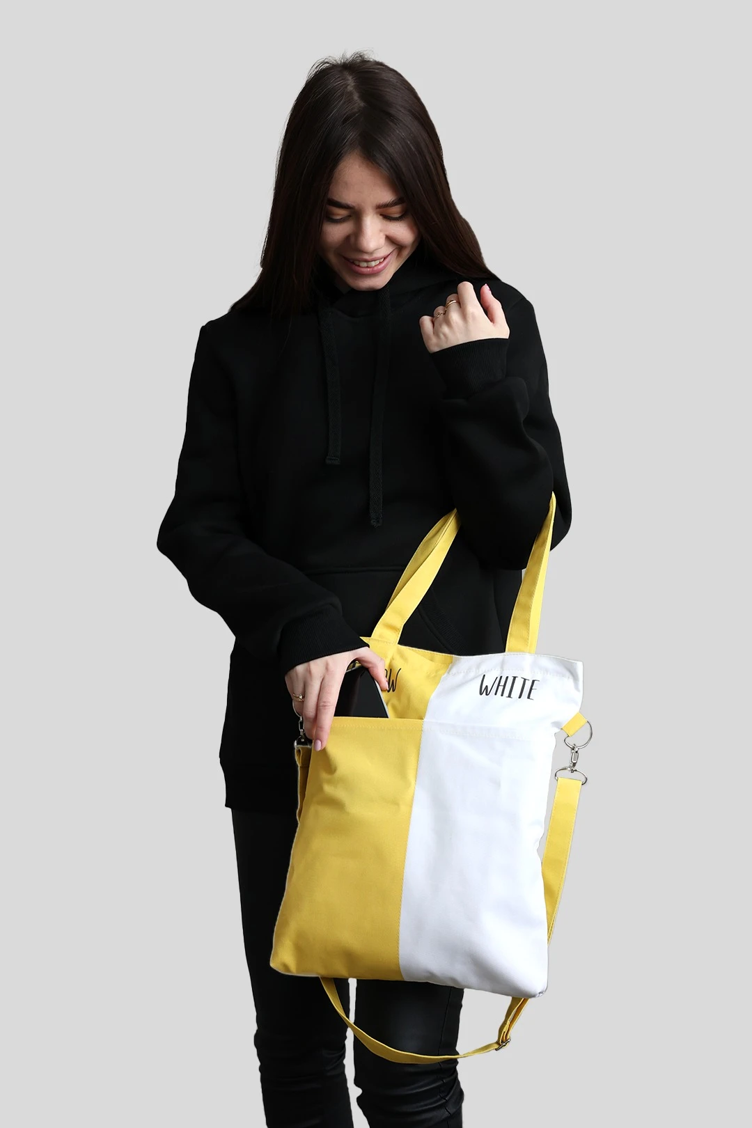 Сумка Эдит из саржи 33х38х4 см, печать с двух сторон "Yellow White"#1