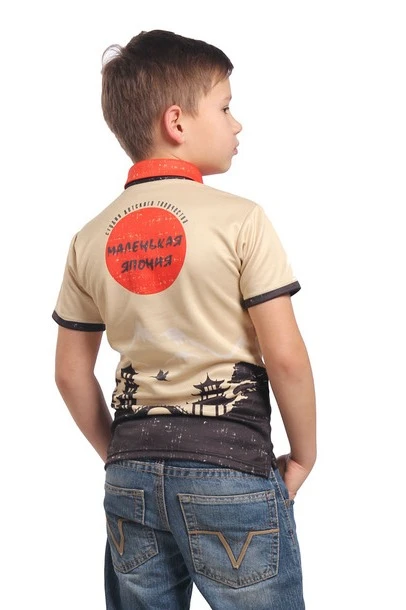 Купить поло Стар детская из примы с полной запечаткой "little Japan"