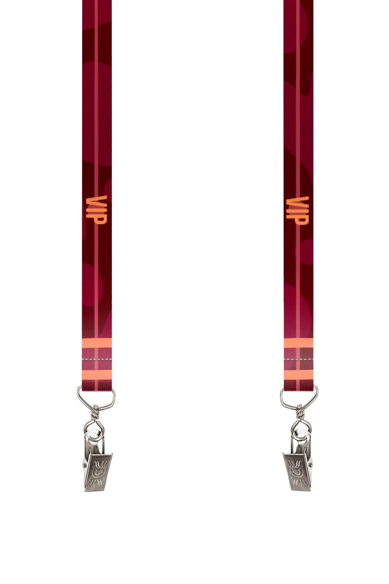 Купить ленту для бейджа атлас ширина 1,5 см, с клипсой, с печатью "VIP