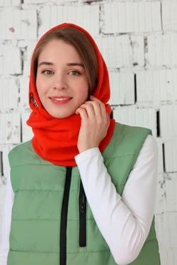 Купить капор Рейс флисовый взрослый, однотонный красный