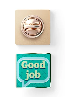 Значок заливной Квадрат 17х17 мм, с принтом "Good job"#1