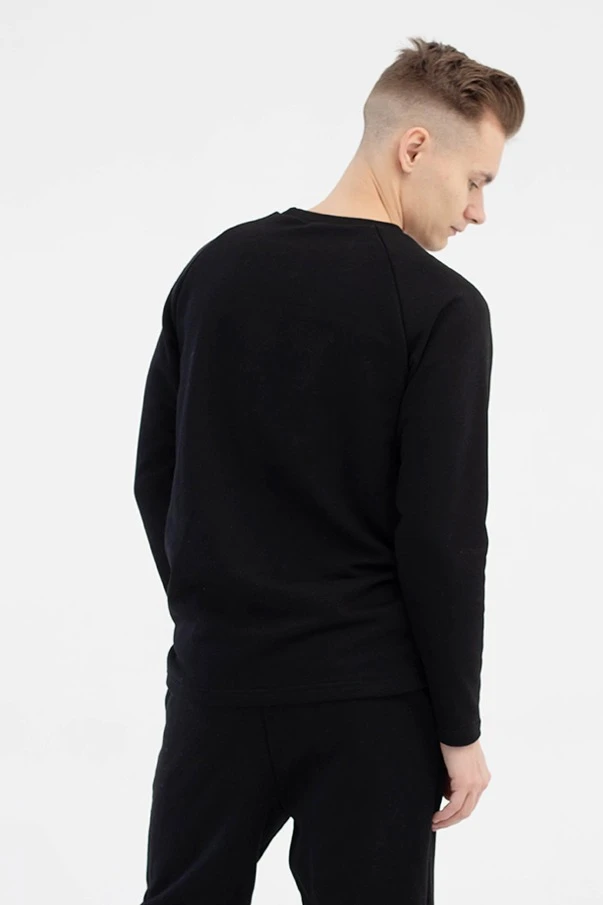 Лонгслив Мигель из футера унисекс, однотонный черный#1