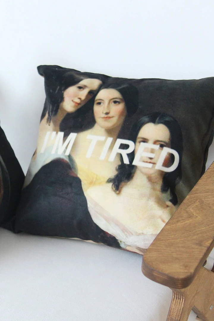 Подушка 30х30 см, с принтом "I am tired"#2