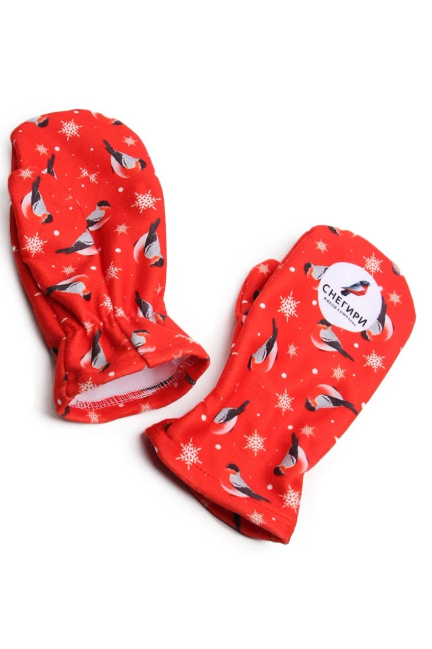 Варежки флисовые однослойные взрослые, с полной запечаткой#1