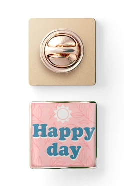 Значок заливной Квадрат 17х17 мм, с принтом "Happy day"#1