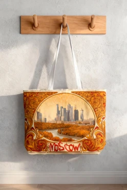 Купить сумку Комби из греты 40х30 см, с принтом на одной стороне "Moscow city picture"