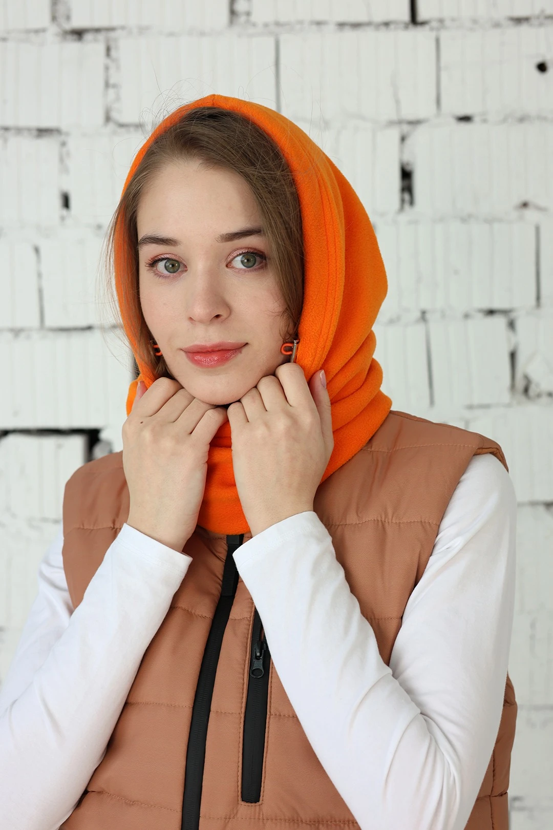 Купить капор Рейс флисовый взрослый, однотонный оранжевый Купить капор Рейс флисовый взрослый, однотонный оранжевый