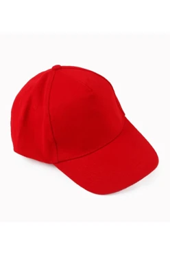 Бейсболка Велюр пятиклинка взрослая, однотонная красная (хлопок)#1