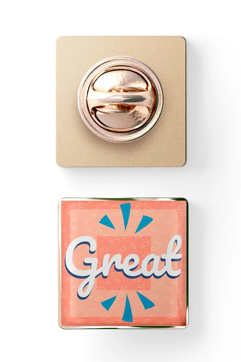 Купить значок заливной Квадрат 17х17 мм, с принтом "Great" Купить значок заливной Квадрат 17х17 мм, с принтом "Great"