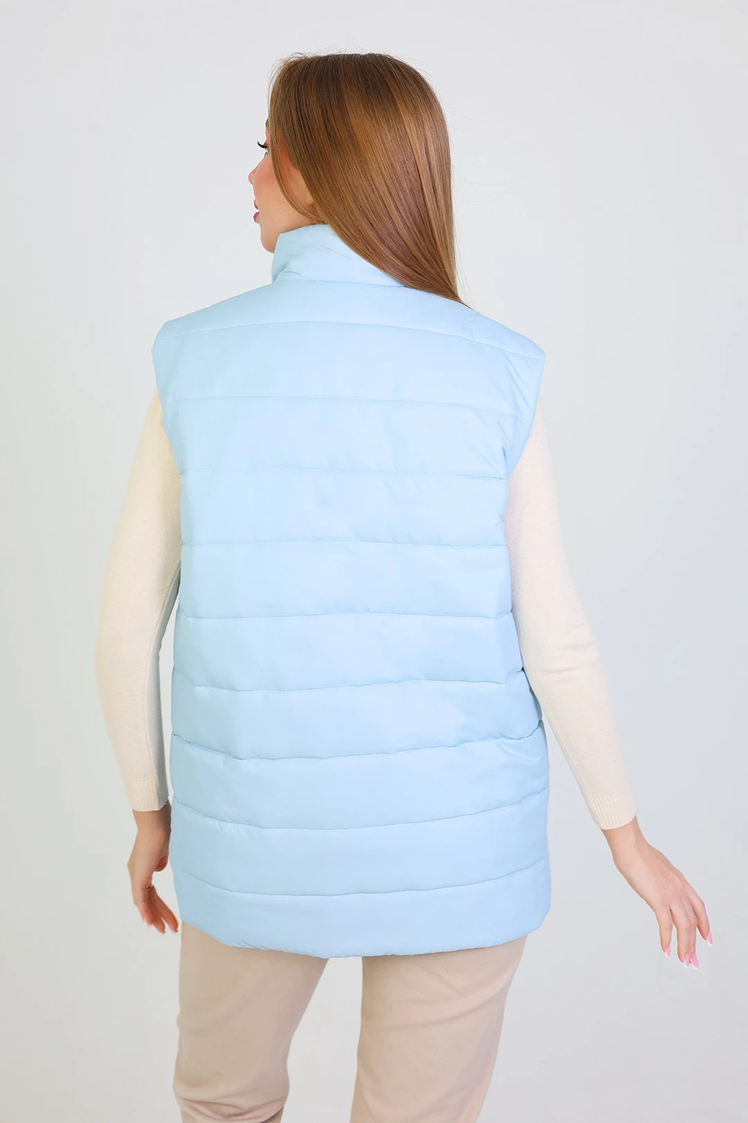 Жилет Эмбер на синтепоне со стежкой унисекс, однотонный голубой#3