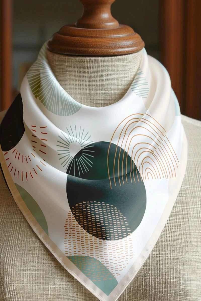 Купить платок Шанель 60х60 см, с полной запечаткой "Circle minimalism"