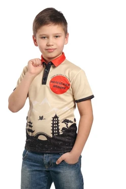 Купить поло Стар детская из примы с полной запечаткой "little Japan"