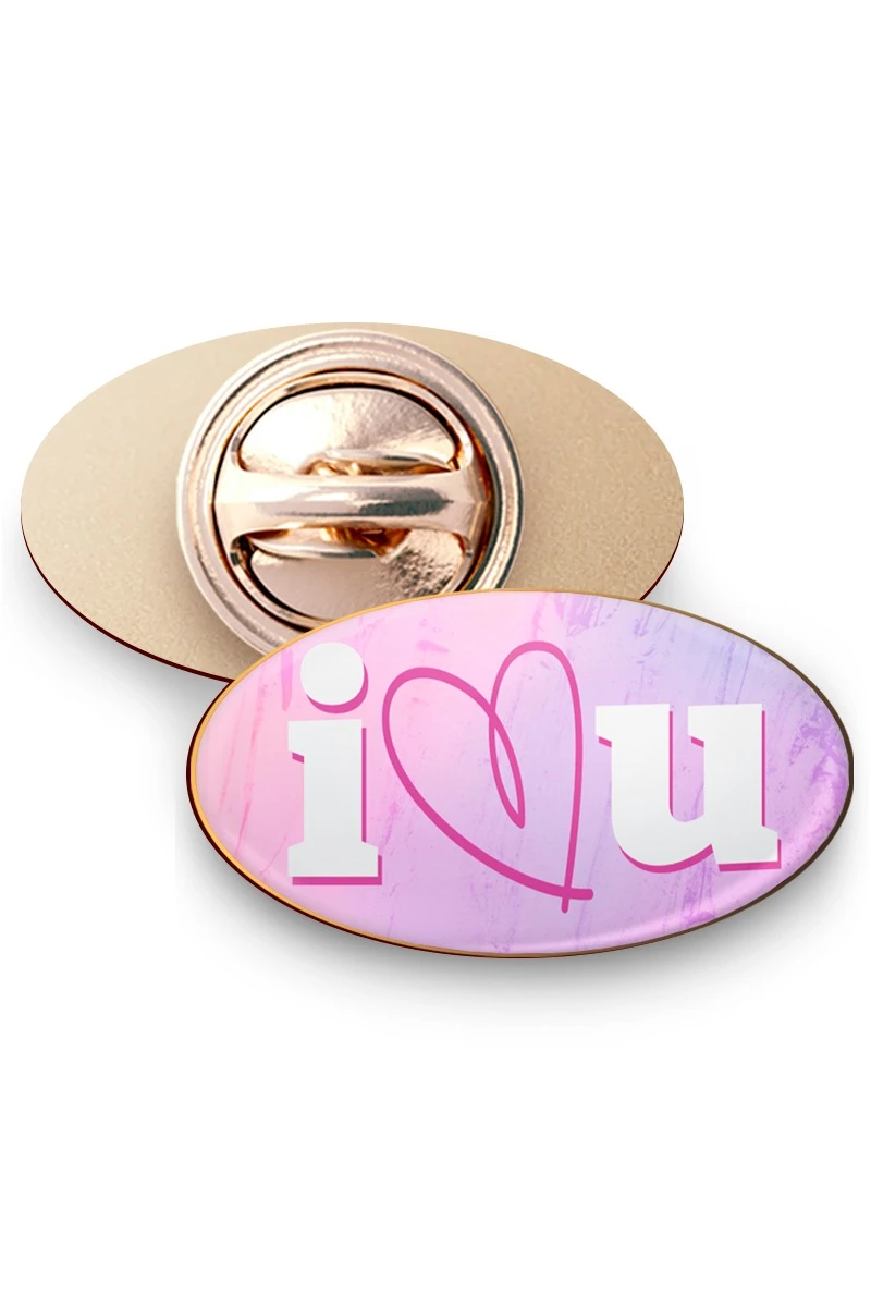 Купить значок заливной Овал 21х12 мм, с принтом "I love you" Купить значок заливной Овал 21х12 мм, с принтом "I love you"