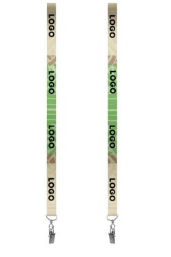 Купить ленту для бейджа атлас ширина 2 см, с клипсой, с печатью "Green and brown"