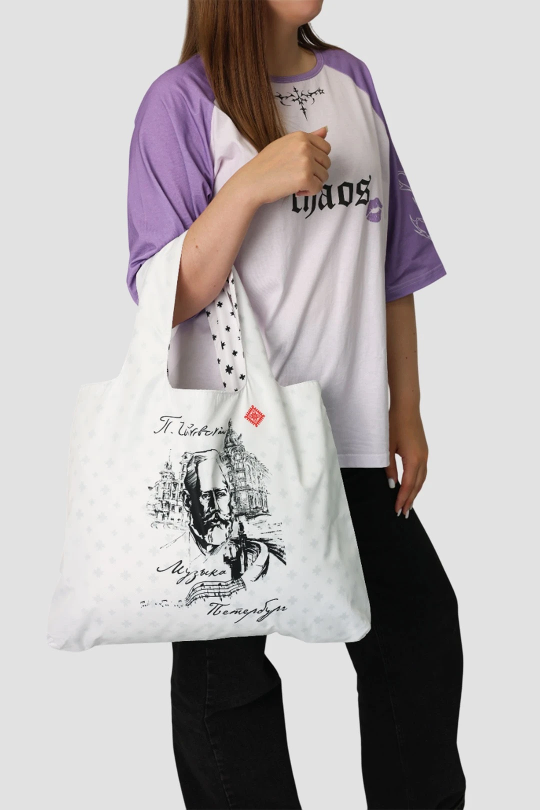 Купить сумку Тоут из дьюспо 37х44 см, с принтом "Tchaikovsky's Petersburg" Купить сумку Тоут из дьюспо 37х44 см, с принтом "Tchaikovsky's Petersburg"